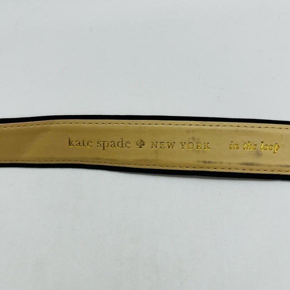 Kate Spade Light Pink and Black Leather Belt with Modern Bow Buckle Size Large - Picture 4 of 10